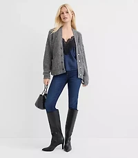 Petite Shimmer Moon & Star Jeweled Button Cardigan