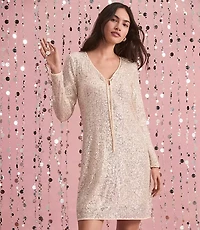 Petite Sequin Tie Keyhole Mini Dress