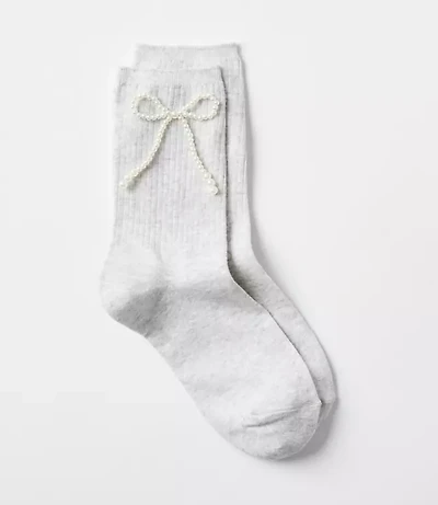 Pearlized Bow Crew Socks
