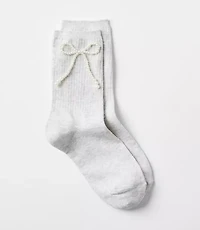 Pearlized Bow Crew Socks