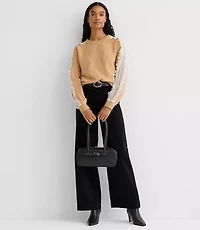 Petite Lace Sleeve Sweater