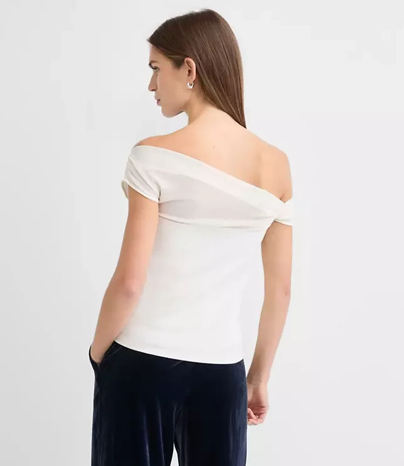 Mesh Ponte Off The Shoulder Top