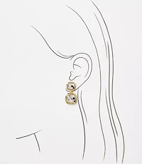 Mixed Metal Square Drop Earrings