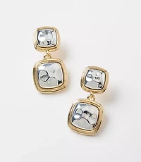 Mixed Metal Square Drop Earrings
