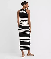 LOFT Beach Striped Crochet Halter Maxi Dress