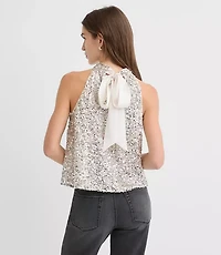 Sequin Tie Back Halter Top
