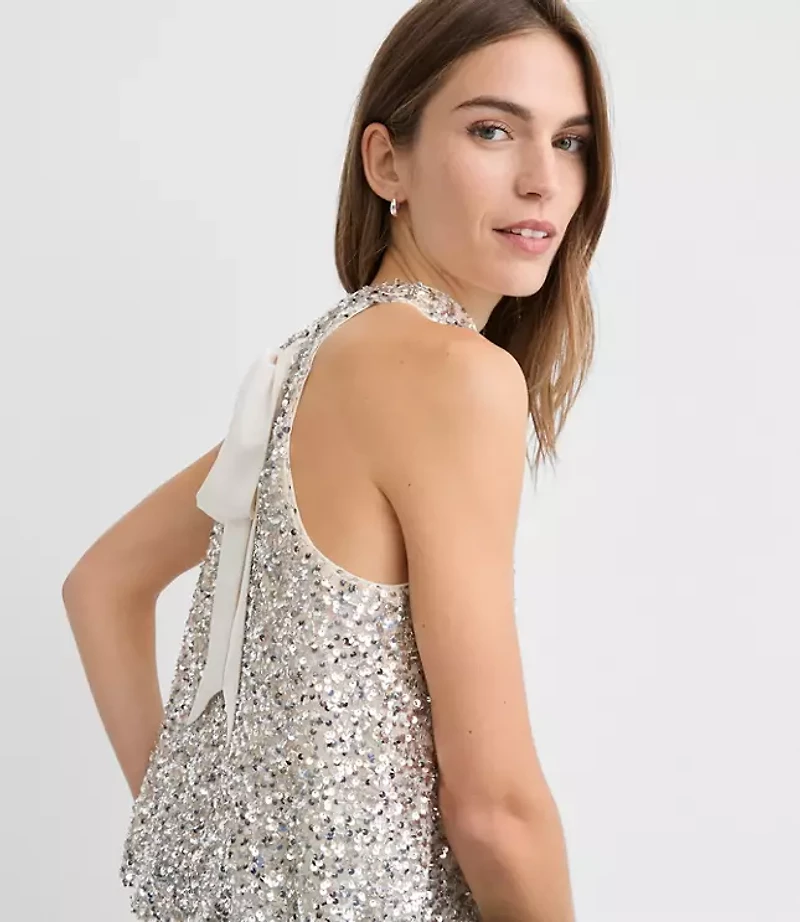 Sequin Tie Back Halter Top