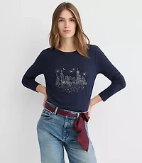Sequin City Skyline Long Sleeve Everyday Tee