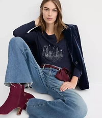 Sequin City Skyline Long Sleeve Everyday Tee