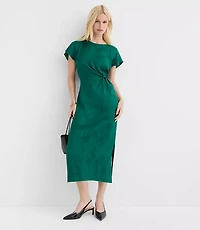 Petite Floral Twist Flutter Sleeve Flare Dress