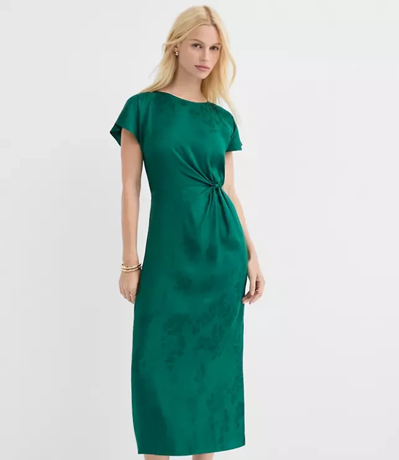 Petite Floral Twist Flutter Sleeve Flare Dress