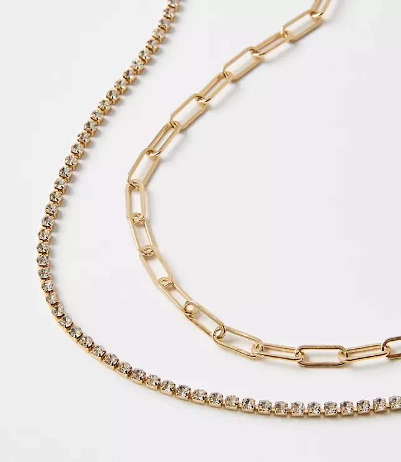 Chain Link Layered Tennis Necklace Set