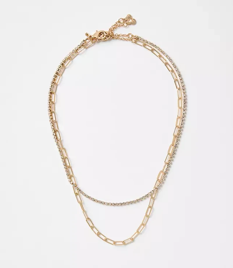 Chain Link Layered Tennis Necklace Set