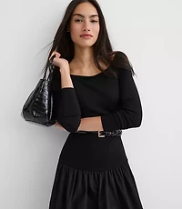 Petite Taffeta Ponte Off The Shoulder Maxi Dress