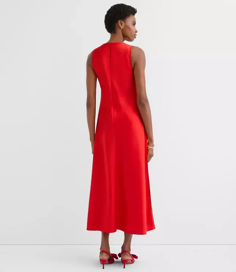 Petite Satin Bias Midi Dress