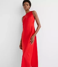 Petite Satin Bias Midi Dress