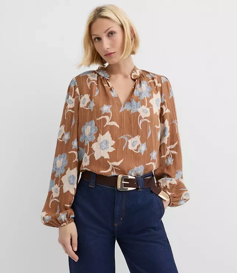 Striped Modern V-Neck Blouse