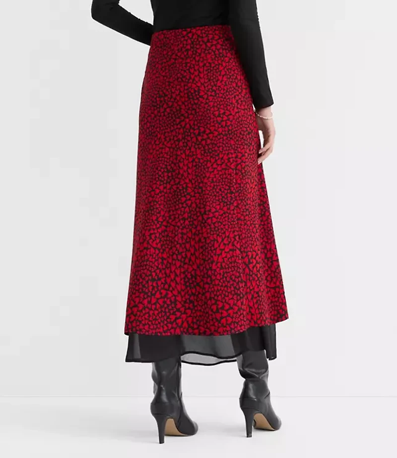 Heart Layered Column Midi Skirt