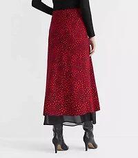 Heart Layered Column Midi Skirt