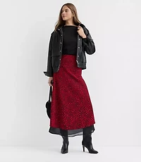Heart Layered Column Midi Skirt