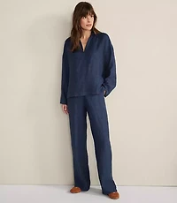 Haven Well Within Linen Collared Long Sleeve Top