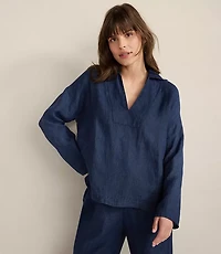 Haven Well Within Linen Collared Long Sleeve Top