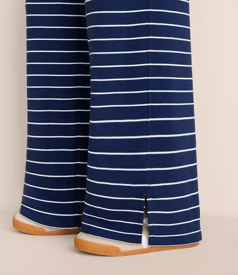 Petite Lou & Grey Striped Cozy Cotton Wide Leg Pants