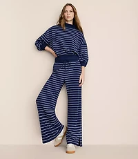 Petite Lou & Grey Striped Cozy Cotton Wide Leg Pants