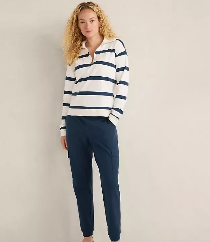 Haven Well Within Organic Cotton Interlock Striped Quarter Zip