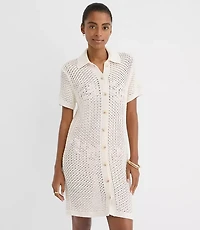 LOFT Beach Crochet Swimsuit Coverup Polo Dress
