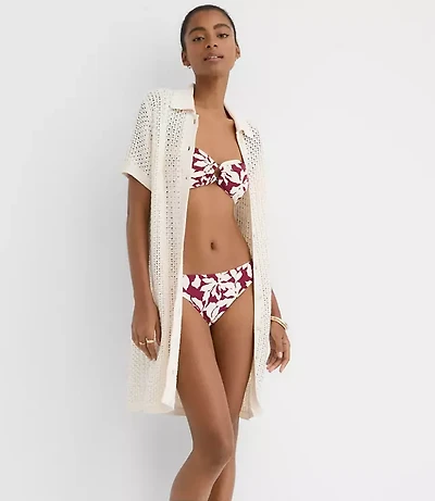 LOFT Beach Crochet Swimsuit Coverup Polo Dress