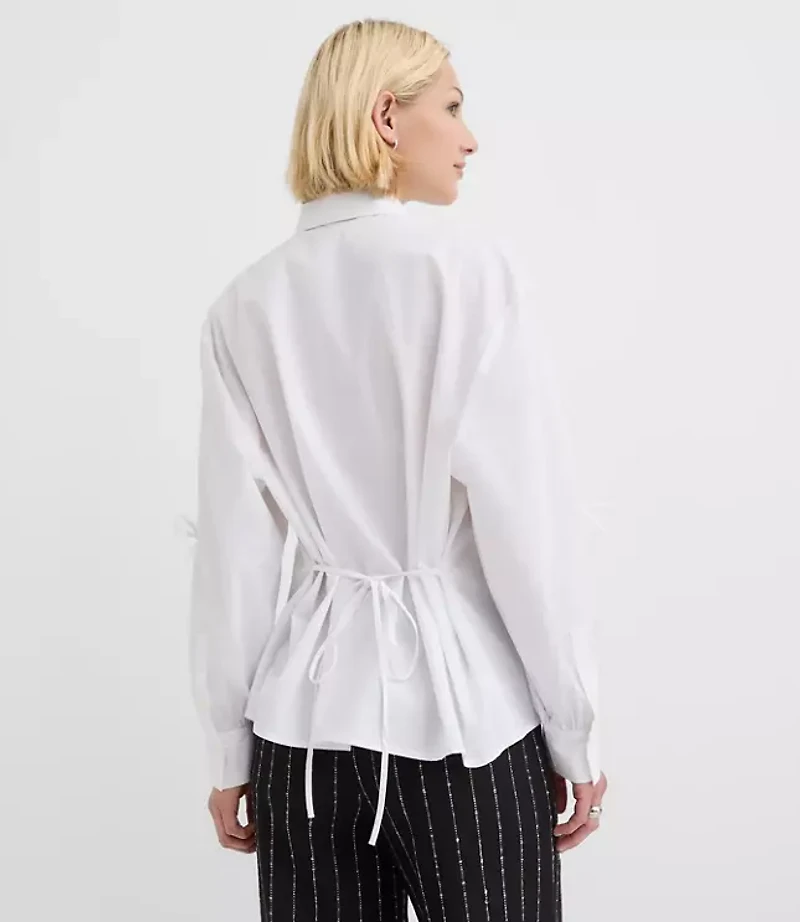 Poplin Tie Sleeve Tunic Shirt