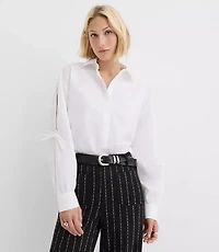 Poplin Tie Sleeve Tunic Shirt