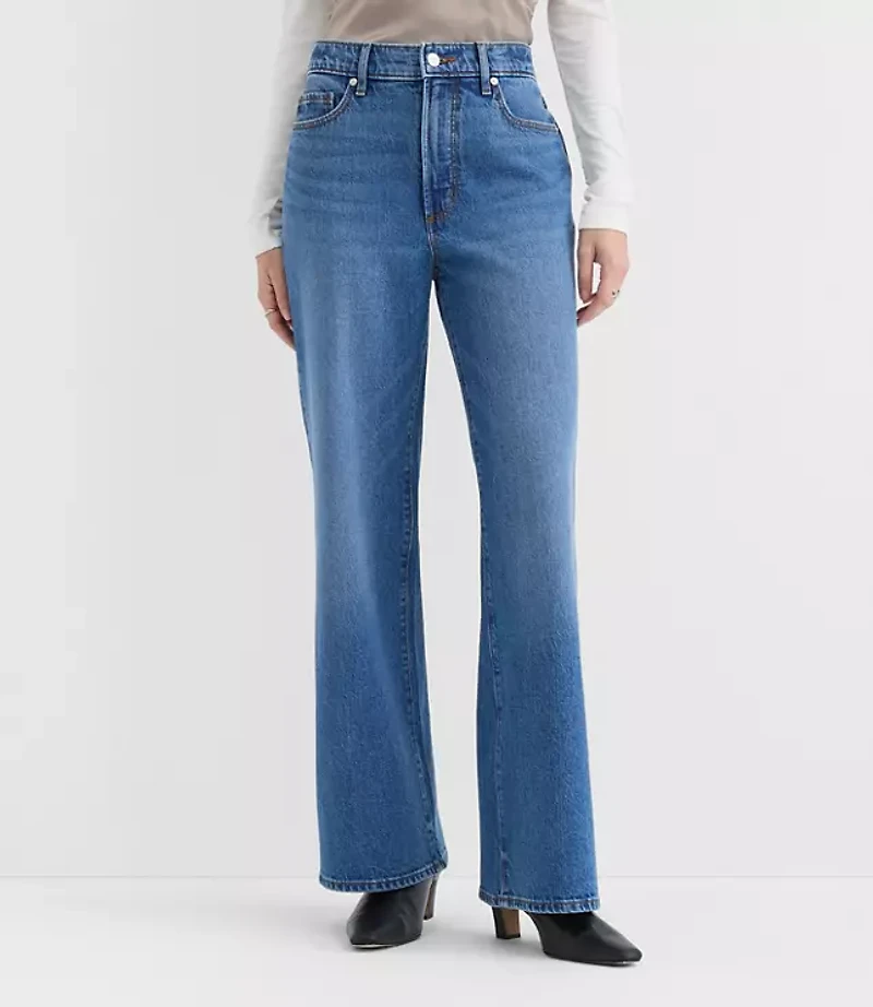 Rivete Petite High Rise Wide Leg Jeans Vintage Dark Wash