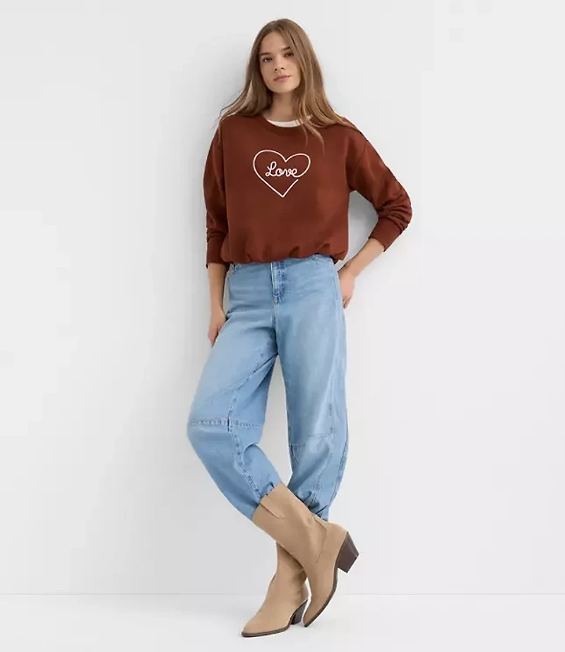 Petite Love Embroidered Bubble Sweatshirt
