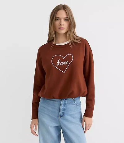 Petite Love Embroidered Bubble Sweatshirt