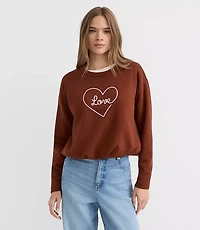 Petite Love Embroidered Bubble Sweatshirt