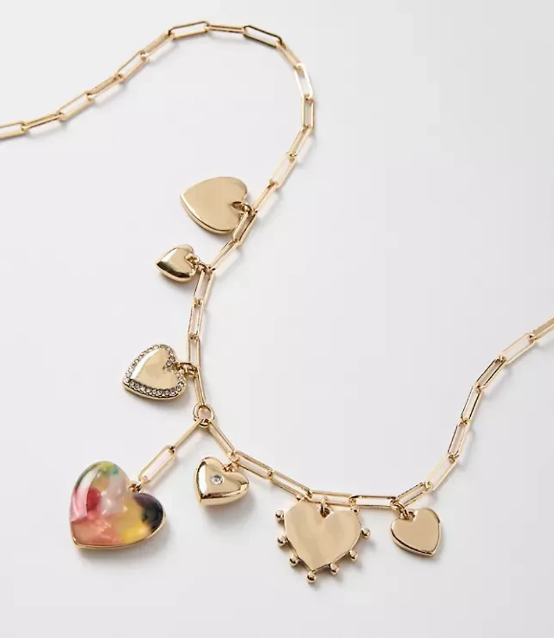 Tortoiseshell Print Heart Charm Necklace