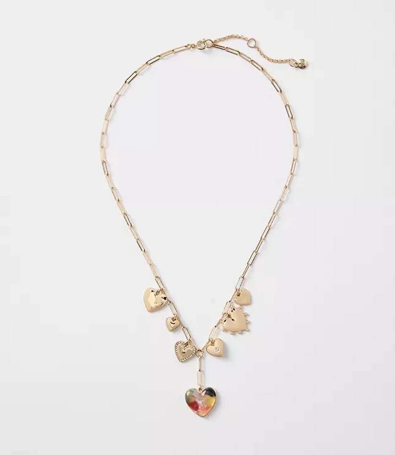 Tortoiseshell Print Heart Charm Necklace