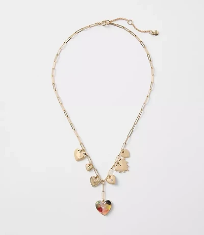 Tortoiseshell Print Heart Charm Necklace
