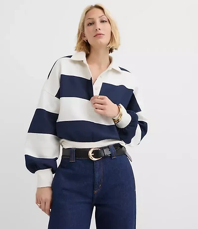 Petite Rugby Stripe Polo Top