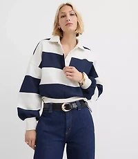 Petite Rugby Stripe Polo Top