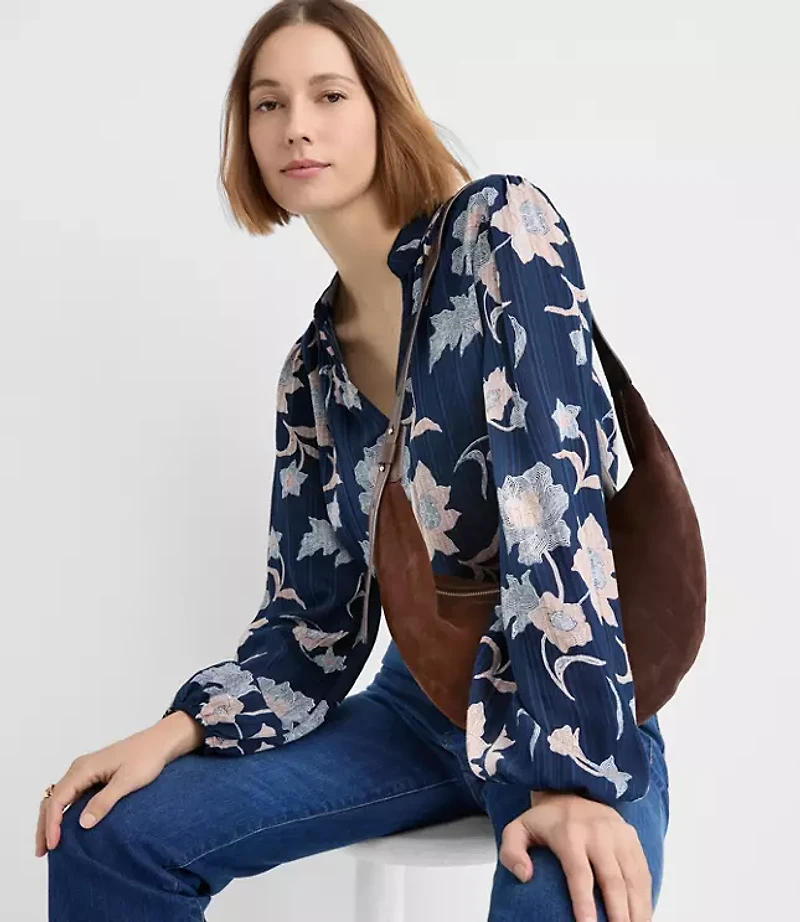 Petite Floral Modern V-Neck Blouse