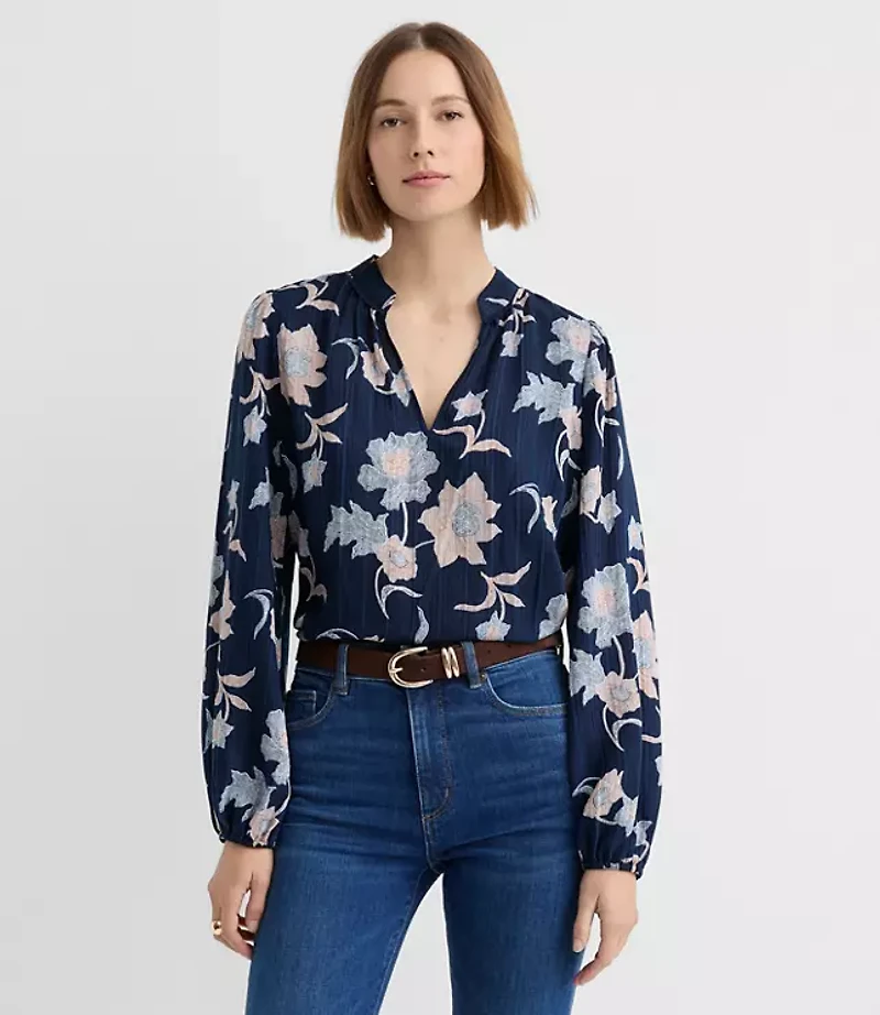 Petite Floral Modern V-Neck Blouse