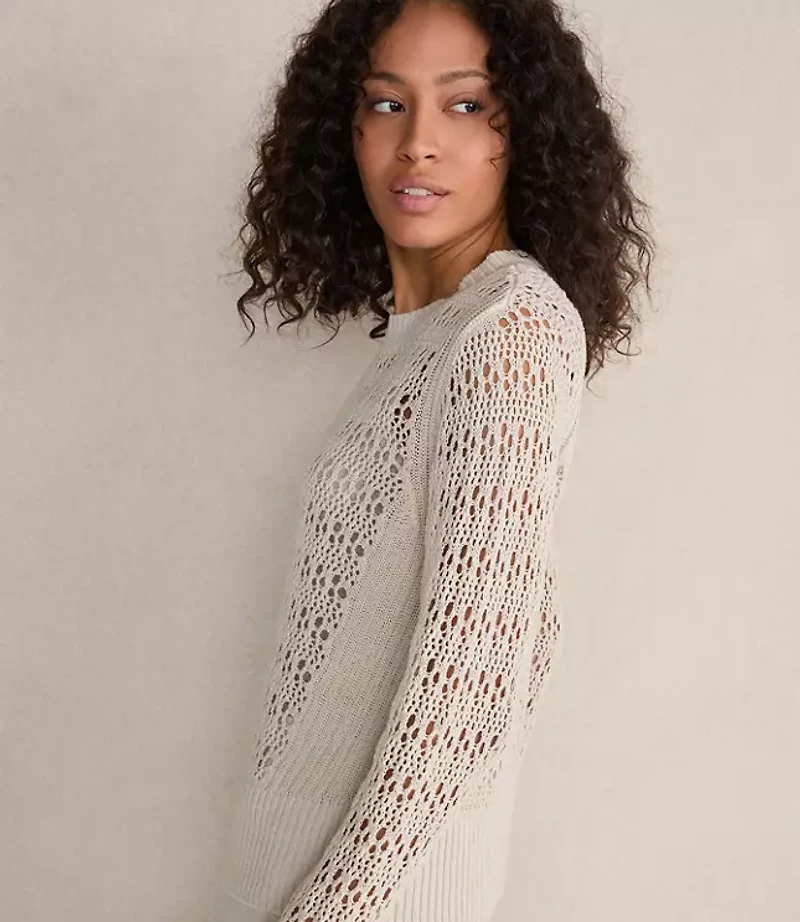 Haven Well Within Organic Cotton Linen Open Stitch Crewneck Sweater