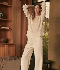 Haven Well Within Organic Cotton Linen Open Stitch Crewneck Sweater