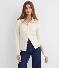 Petite Puckered Knit Shirt