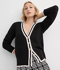 Petite Tipped Pointelle Cardigan