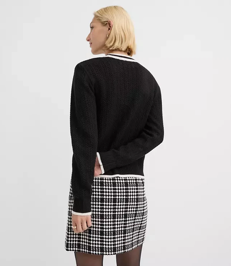 Petite Tipped Pointelle Cardigan