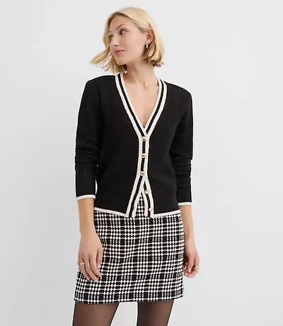 Petite Tipped Pointelle Cardigan